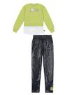 Conjunto Blusão Com Camisa E Legging Amarelo Neon E Preto Catavento