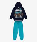 Conjunto Blusão Com Capuz E Calça Rovi Kids Azul - Rovitex Kids