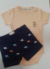 Conjunto Boby Em Malha Bebê Charpey Manga Curta Com Bermuda Cachorrinhos Laranja Infantil Masculino