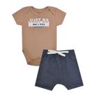 Conjunto Body Bebê 2 peças Menino Suedine e Moletinho Conjunto Body Bebê 2 peças Menino Suedine e Moletinho