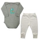 Conjunto Body Bebê Dinossauro Manga Longa + Calça