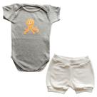 Conjunto Body Bebê Manga Curta Polvo + Shorts