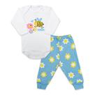 Conjunto Body Bebê Manga Longa Estampado Abelhinha Branco - Baby Duck
