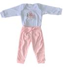 Conjunto Body Bebê meninas manga longa Suedine 100% Algodão