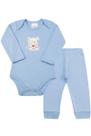 Conjunto Body Bebê Menino Ursinho Azul Celeste