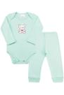 Conjunto Body Bebê Menino Ursinho Verde Bebê