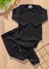 Conjunto Body Bebê Pagão Canelado Longo Preto