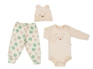 Conjunto Body Calça Urso c/Touca Malha Térmica Sublimado Bege Have Fun Conjunto Body Calça Urso c/Touca Malha Térmica Sublimado Bege Have Fun