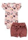 Conjunto Body Canelado Curto Menina - Safari Conjuntinho - Ame Kids