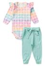 Conjunto Body Canelado Menina - Xadrez Tie Dye - Ame Kids