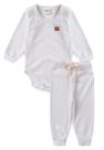 Conjunto Body Canelado Menino - Branco - Ame Kids