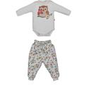 Conjunto Body Com Culotte Bebê Menina Marfim Leda Coruja Conjunto Body Com Culotte Bebê Menina Marfim Leda Coruja