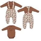 Conjunto Body Com Culotte Bebê Menino Marrom Quinn Ursinho