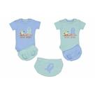Conjunto Body Com Short Bebê Menino Suedine Verde Robot