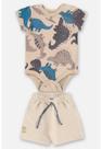 Conjunto Body Dino e Bermuda Bebê Up Baby