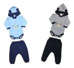 Conjunto Body E Calça Bordado Com Capuz Orelhinha Masculino