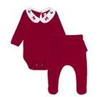 Conjunto body e mijao canelado gola bordado mini coo cereja