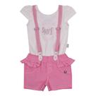 Conjunto Body E Shorts Com Suspensório Rosa 12397 TAM G - Paraíso