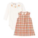 Conjunto Body Gola Babado M/L e Vestido Suedine - Urso Rostinhos - Mini & Co. Tamanho:2T