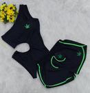 Conjunto Body Maiô Com Bojo + Short, Estampas Da Erva Conjunto Body Maiô Com Bojo + Short, Estampas Da Erva