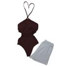 Conjunto Body Maio Liso Com Bojo + Short