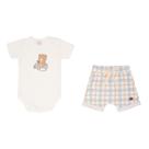 Conjunto Body Manga Curta e Shorts Barra Virada Suedine - Ursinhos - Mini & Co. Tamanho:2T