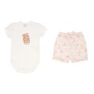 Conjunto Body Manga Curta e Shorts com Laço Suedine - Ursinhas Florais - Mini & Co. Tamanho:M