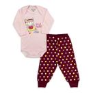 Conjunto Body Manga Longa Baby Duck Comfort Ursa Ballet Rosa