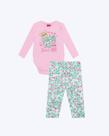 Conjunto Body Manga Longa e Calça Legging Flores Bebê Menina Kyly 1001475