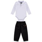 Conjunto body polo bebê menino termico e calça veludo cotele