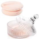 Conjunto Body Powder Puff & Container YINGMAN Extra Large Beige