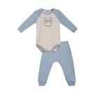 Conjunto Body Raglan Melange Bicho Papão Azul Luar para Bebê - Dedeka Tamanho:GG Conjunto Body Raglan Melange Bicho Papão Azul Luar para Bebê - Dedeka Tamanho:GG