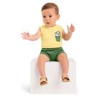 Conjunto Body Regata Bebê Menino Bermuda Moletinho 100% Algodão Amarelo ou Verde
