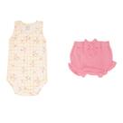 Conjunto Body Regata e Cobre Fraldas Punho Babadinho e Laço - Passarinhos - Mini & Co. Tamanho:GG