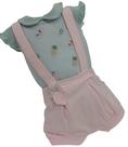 Conjunto Body + Shorts Suspensório Bebê Menina Paraiso 13894