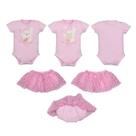 Conjunto Body Tapa Fralda Rosa Crochet Bebê Menina Laura