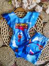 Conjunto Bodys Menina Infantil Temático Galinha Pintadinha Azul + Short