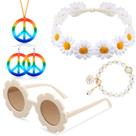 Conjunto Boho de 5 peças para acessórios de fantasia hippie para crianças Tondiamo Conjunto Boho de 5 peças para acessórios de fantasia hippie para crianças Tondiamo