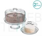 Conjunto Boleira com Pé Bico de Jaca Prato 28cm para Bolo e Queijeira de Vidro Vitazza Mesa Posta, Praticidade Sustentável, Organização e Decoração
