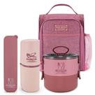 Conjunto Bolsa Térmica, Pote Marmita,porta Escova E Porta Talher Concept Rosa