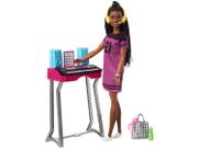 Conjunto Boneca Barbie Menina Morena Negra Brooklyn Cabelo Com Dreads - Estúdio Musical - Acompanha Mini Acessórios - Mattel