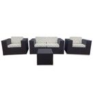 Conjunto Bora Bora Escuro - 1 Sofá 2 Lugares + 2 Poltronas + 1 Mesa de Centro - Chiloé