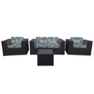 Conjunto Bora Bora Escuro - 1 Sofá 2 Lugares + 2 Poltronas + 1 Mesa de Centro - Malvinas