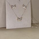 Conjunto borboleta colorida prata 925 Conjunto borboleta colorida prata 925