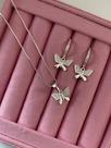 Conjunto Borboleta Cravejada - Prata Conjunto Borboleta Cravejada - Prata