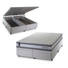 Conjunto Box Baú Alpine Cinza 158x198x72 c/ Molas Ensacadas