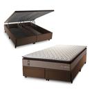 Conjunto Box Baú Atlanta Bege 193x203x69 Espuma D45