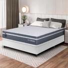 Conjunto Box Baú Branco Cairo Cinza Molas Ensacadas Casal 138x188x71 - King House