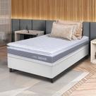 Conjunto Box Baú Branco Durban Cinza Espuma D28 Solteiro 88x188x64 - King House