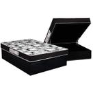 Conjunto Box Baú Casal: Colchão Espuma Luckspuma D33 Supreme Pró Saúde Black + Base CRC Suede Black(138x188)